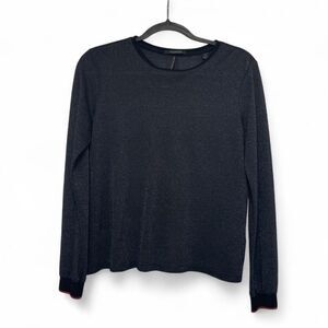 Scotch & Soda "Star Gazer" Black Metallic Shimmer Knit Top Women's XS